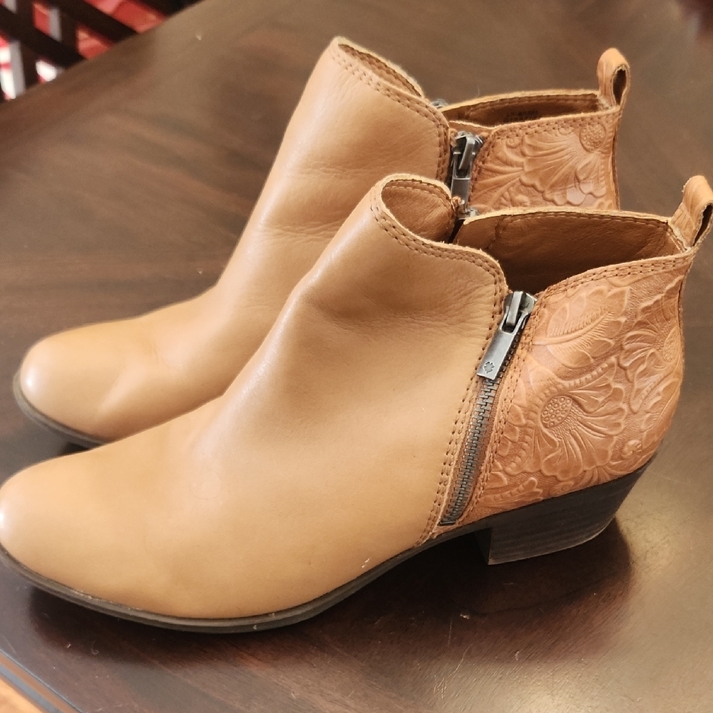 Lucky Brand Tan Leather Ankle Boots